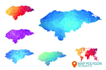 Honduras Map - Set of geometric rumpled triangular low poly style gradient graphic background , Map world polygonal design for your . Vector illustration eps 10.