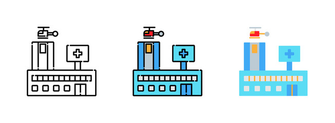 hospital icon set isolated on white background for web design