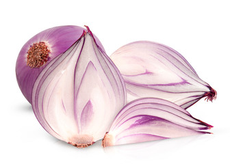fresh red onion isolated on white background