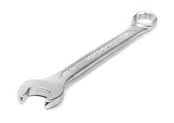 Metal Wrench against a White Background