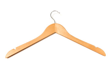 Wooden Hanger on a White Background