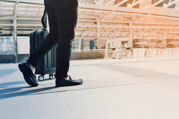 People walk up the stairs, success ideas concept with people walking to the light on street outdoor, People walking on foot in amusement park.