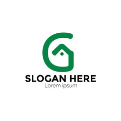 Green House  Letter G design for modern logo and simple