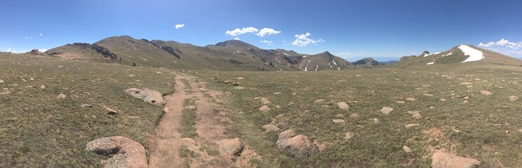 mountain landscape with blue sky and clouds
