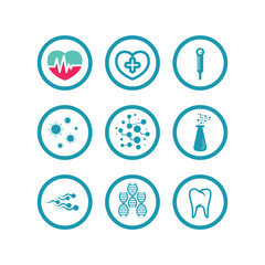  health logo care, medical, medicine, meditation and hospital design icon vector
