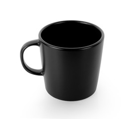 empty black cup on white background