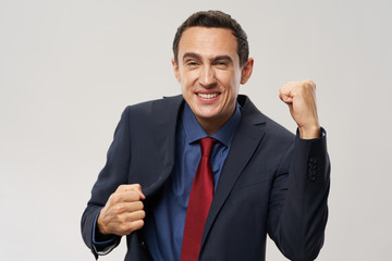 happy businessman with thumbs up