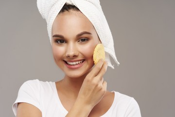 young woman with towel