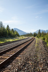 Obraz premium Railroad track in the Rocky Mountains