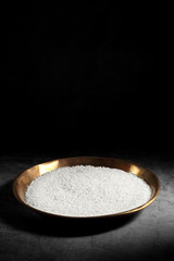 close up Japanese rice in dark background, Japanese rice in kitchen