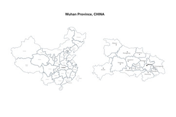 wuhan map. hubei province, china. vector map of wuhan.