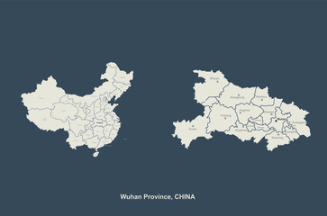 Fototapeta premium wuhan map. hubei province, china. vector map of wuhan.
