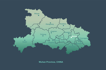 Fototapeta premium wuhan map. hubei province, china. vector map of wuhan.