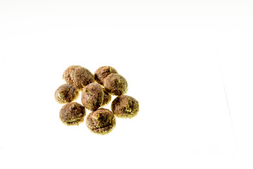 Cookies with chocolate filling isolated against a white background