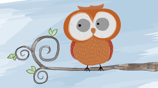 Pastelle Owl Illustration