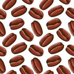 Coffee beans seamless pattern. Background on coffee theme. Cute stylish print for textile, fabrics, wrapping. Vector illustration