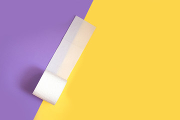 A beautiful roll of toilet paper on the plain background with outer place for adding text