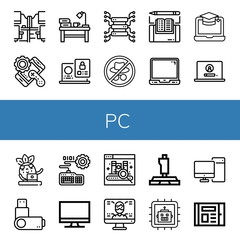pc simple icons set