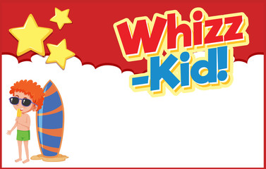 Background template design with boy and surfboard