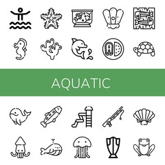 aquatic simple icons set