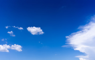Blue sky, cumulus and cirrus clouds