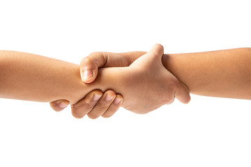 Giving a helping hand. Closeup of couple holding hands.