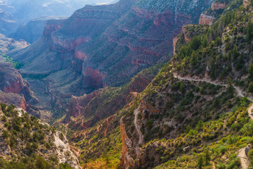 The Switchbacks Decending From The Trailhead Down The Bright Angel Trail, Grand Canyon National Park, Arizona, USA