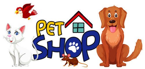 Font design for pet shop with many cute animals