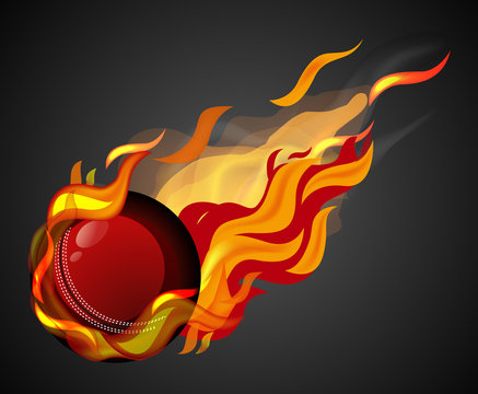 Shooting cricket with flame on black background