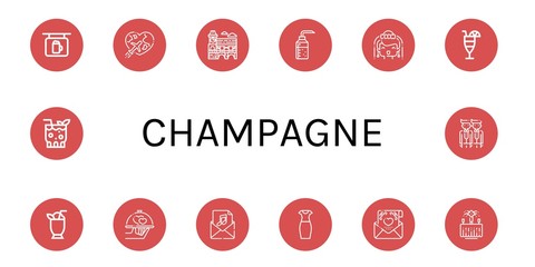 champagne icon set