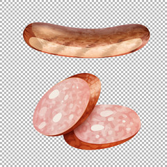 Grilled sausage on transparent background