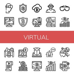 Set of virtual icons