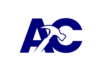 AC Company Logo Featuring Hammer Symbol A Clean Minimalist Design for Business Branding