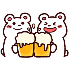 シロクマとビール　乾杯
