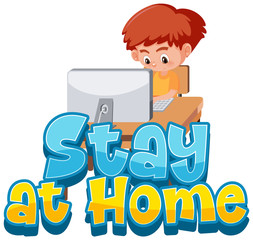 Boy stay at home to avoid spreading corona virus