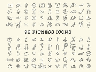Healthy Lifestyle. Sport and activity. Fintess design elements, icons set.