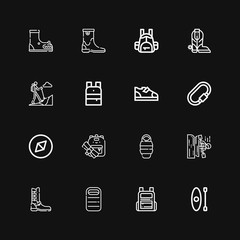 Editable 16 hiking icons for web and mobile