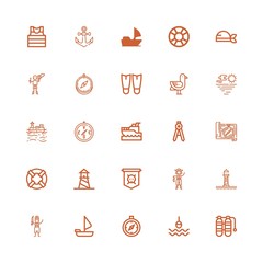 Editable 25 nautical icons for web and mobile