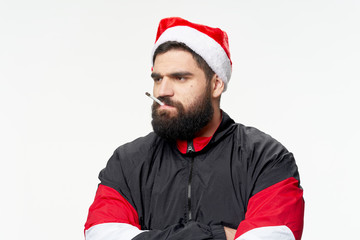 young man in santa hat