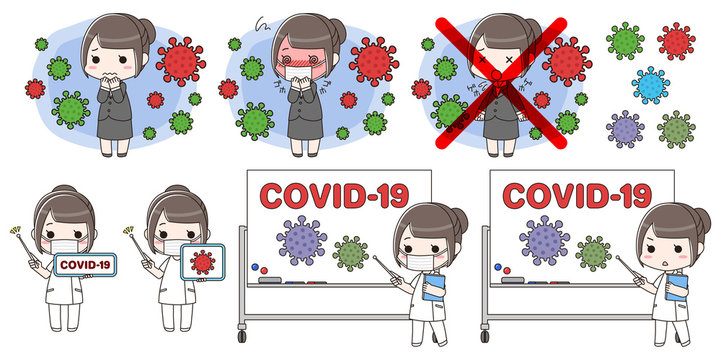 新型コロナウイルスCOVID-19（イメージ）のセット