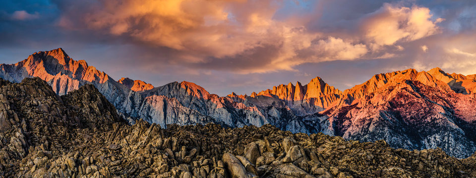 Mount Whitney peak panorama sunset © Larry Gibson