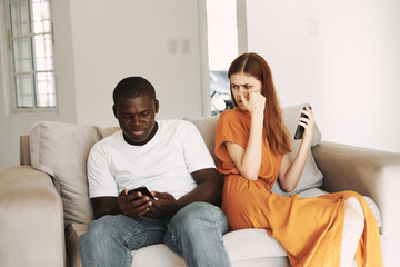 young couple watching tv