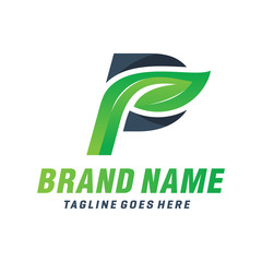 natural leaf logo letter P