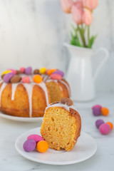 home made apple carrot sponge cake for easter