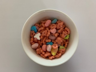 pink cereals bowl