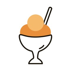 delicious ice cream in cup line and fill style