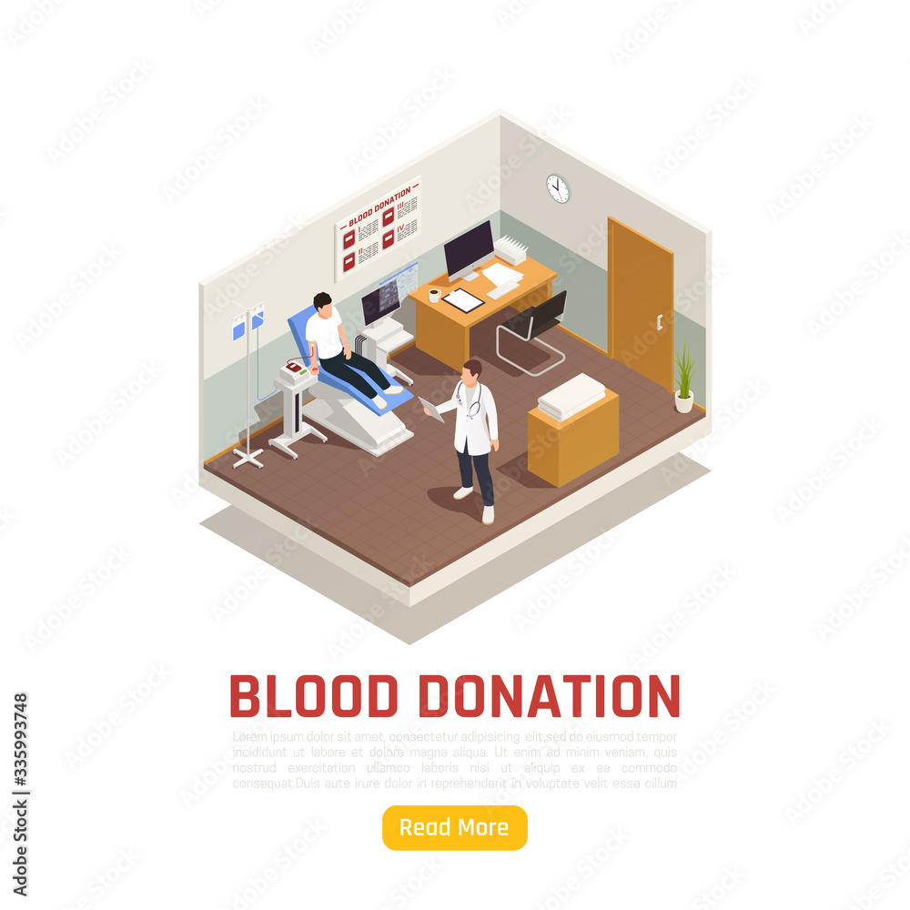 Wall mural Isometric Blood Donation Background