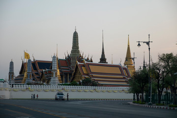 The Grand Palace (Bangkok, Thailand) taken from Ratchadamnoen Road