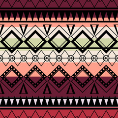 Seamless vector tribal texture set. Tribal seamless texture. Boho stripes. Striped vintage boho fashion style pattern background with tribal shape elements.