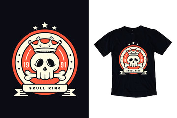 Skull vintage illustration for black t shirt design